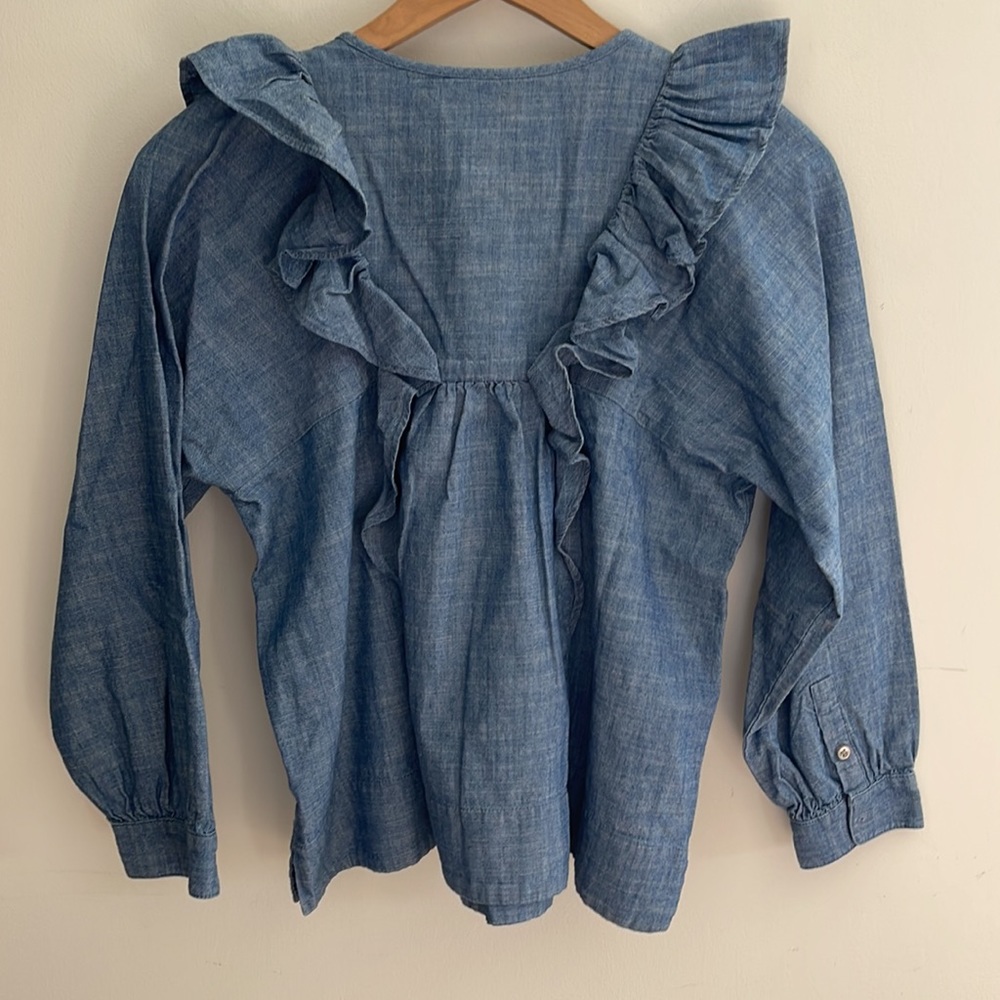 J. Crew Ruffle Chambray Top - Picture 9 of 11